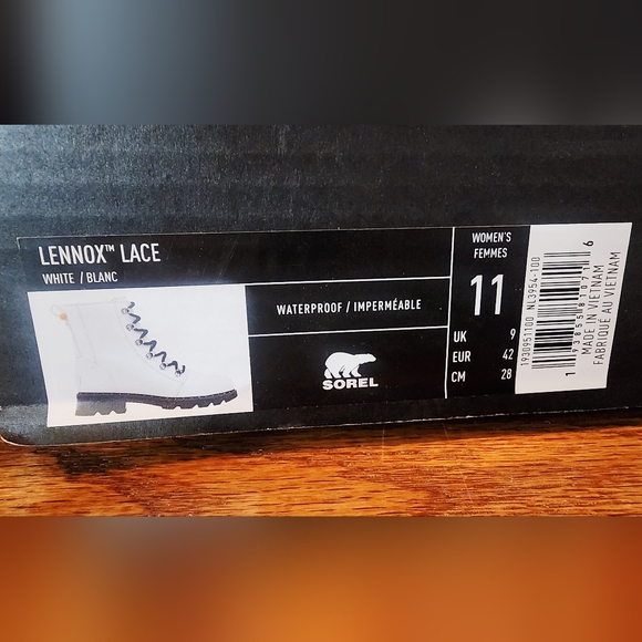 SOREL Lennox Lace Up  Combat Boots Size 11  Waterproof Leather White - Picture 9 of 9